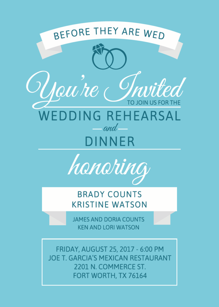 Wedding Rehearsal Dinner Invite